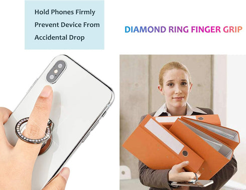 Glitter Bling Bling Phone Ring Holder,Sparkle Phone Ring Artificial Diamond Kickstand,Rhinestone Cell Phone Finger Ring Grip for Girls Women for A...