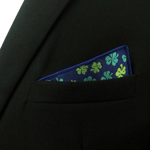 SHLAX&WING Clover Mens Pocket Square for Wedding Party Blue Green Handkerchief...