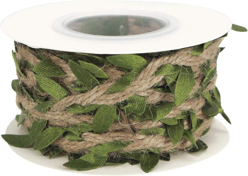 MEEDEE Natural Jute Twine Burlap String Leaf Twine with Twine Vine Green Leaves, 1" x 10 Yards, Perfect for Boho Baby Shower Party Jute Garland Tw...