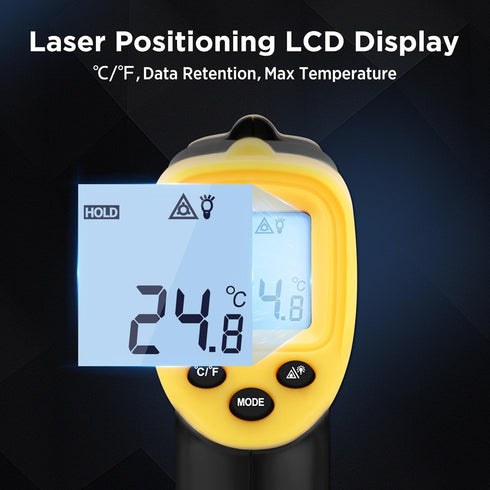 Infrared Thermometer Laser Temperature Gun -58? to 1112? with Adjustable Emissivity & Max and Min Measure Laser Digital IR Thermometer Gun Temp IR...