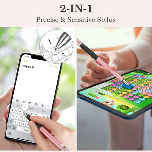 MEKO Stylus Pens for Touch Screens, 2 in 1 Universal Disc Stylus Pens for iPhone, iPad and All Capacitive Cell Phones, Tablets, Laptops Bundle wit...