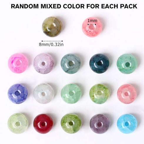 Cadikez 400PCS Natural Stone Beads 8MM Smooth Round Agate Gemstone Beads Spacer Beading Colorful Loose Beads Charms for DIY Bracelet Necklace Earr...