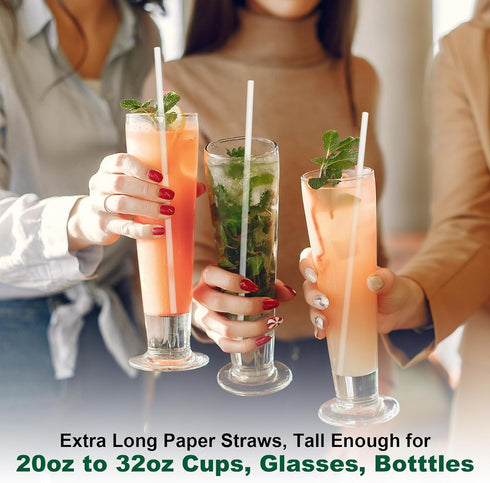 10 Inch Long Paper Drinking Straws, 0.24" Diameter - White, 100 counts...