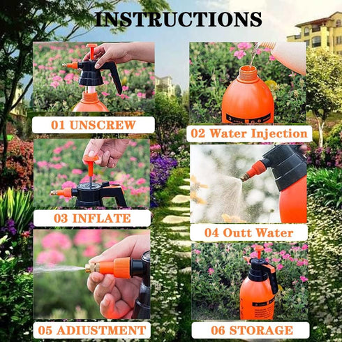 Garden Pump Sprayer 0.5Gallon/68oz Hand-held Lawn Pressure Spray Bottle with Adjustable Nozzle for Spraying Weeds/Watering/Home Cleaning/Car Washi...