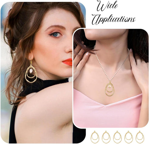 PandaHall 10pcs Light Gold Open Back Bezel Charms Epoxy Resin Pressed Flower Blank Teardrop Frame Hollow Pendants for UV Resin Jewelry Making Chok...
