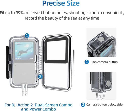 Action 2 Waterproof Case Diving Shell 45m Environmentally Friendly Housing Cover Camera Dual Screen for Osmo Action 2...