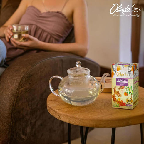 Olinda Turmeric Rooibos Tea Herbal Tea Caffeine Free Organic Pepper Tea Bags Antioxidant Rich 100% Natural Tea Brew Hot or Cold, 28 Tea Bags - Pac...