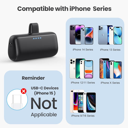 Mini Portable Charger Power Bank for iPhone,3500mAh Ultra-Compact PD Fast Charging Portable Phone Charger Battery Back Compatible with iPhone 14/1...