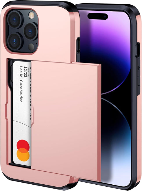 ???????? ?????? iPhone 14 Pro Case with Card Holder - Wireless Charging Compatible iPhone 14 Pro Wallet Case with Hidden Card Slot for Women and M...
