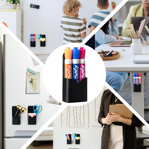 Simetufy 2pcs Magnetic Pen Holder, Magnetic Whiteboard Marker Holder, Magnetic Pencil Holder for Fridge, Magnetic Pencil Holder for Locker(Black)...
