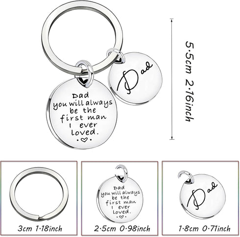 Dad Gift from Daughter Son Key Chain Men Wedding Gifts Fathers Day Dad you will always be the first man i ever loved...