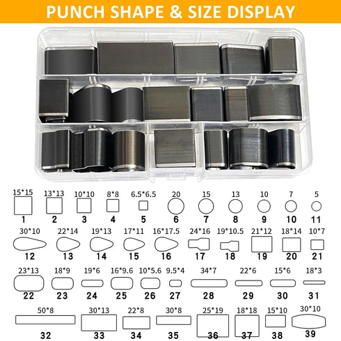 40 Pieces Leather Hole Punch Tool, Multiple Shapes Leather Hole Punch Set for Belts, Leather Cutting Dies Kit with Storage Case & Mat, Hollow Punc...