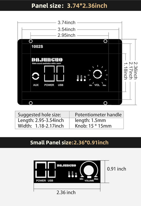DAJUNGUO 1002S 2.0 Bluetooth Amplifier Board with Dual TPA3116D2 Chips, 100W+100W Power Output, Wide Voltage Range of 9-24V DC, Bluetooth/USB/3.5m...