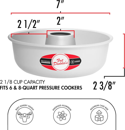 Fat Daddio's RMP-7 Anodized Aluminum Ring Mold Pan, 7 x 2 3/8 Inch, Silver...