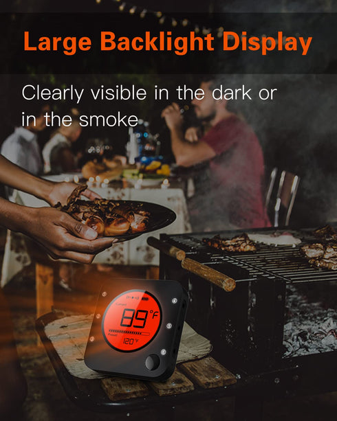 BFOUR Meat Thermometer Wireless Bluetooth, LCD Digital Meat Thermometer with Dual Probe, Wireless Remote BBQ Thermometer for Smoker Kitchen Cookin...