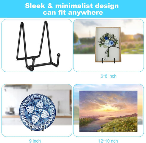Plate Stands for Display, 4 Pcs 4-1/4 Inch Plate Holder Display Stand, Metal Iron Picture Frame Holders Stand for Book Photo Small Easels Plaque D...