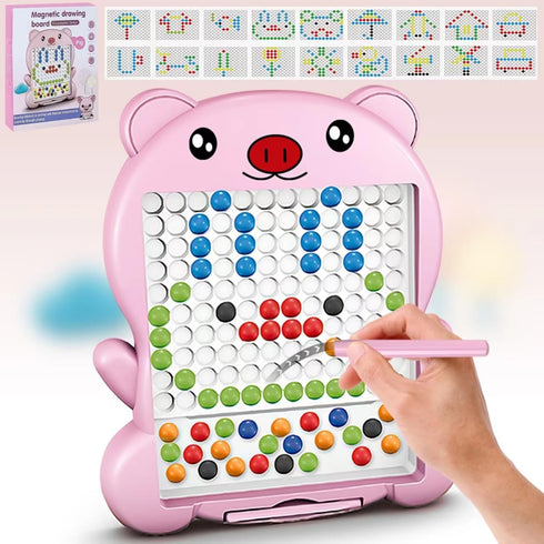 Magnetic Drawing Board - Magnetic Dots Board - Doodle Board with Magnetic Beads and Pen - Magnetic Dot Art - Montessori Educational Preschool Todd...