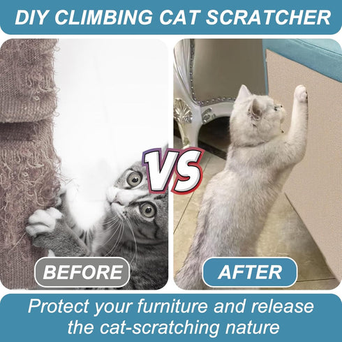 DIY Climbing Cat Scratcher Mat,2 Pack Trimmable Self Adhesive Cat Scratching Pads,39.3"X16"Cat Scratching Protector Board for Couch Furniture Wall...