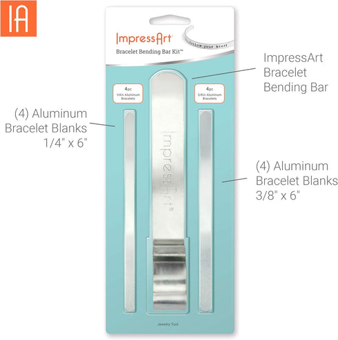 ImpressArt Bracelet Bending Bar Kit, Includes Bar and 4(1/4") & 4(3/8") Blank Strips...