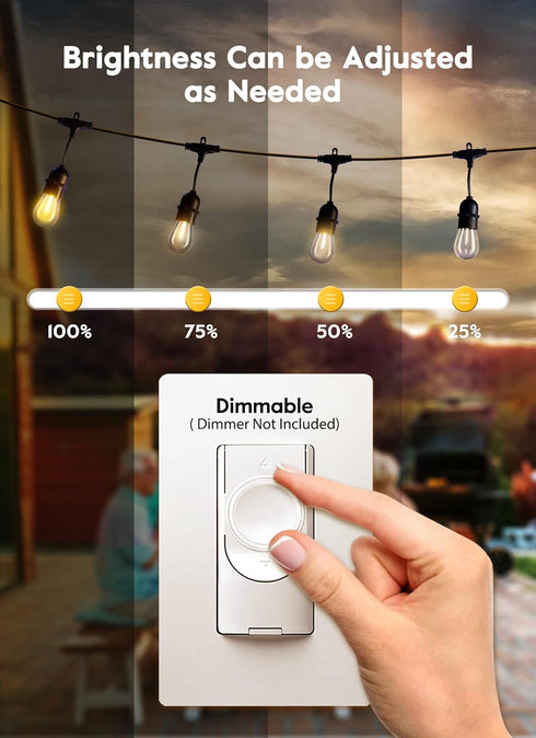 Brightown Shatterproof LED S14 Replacement Light Bulbs, E26 E27 Medium Screw Base Edison Bulbs Equivalent to 11 W, Fits for Commercial Outdoor Pat...