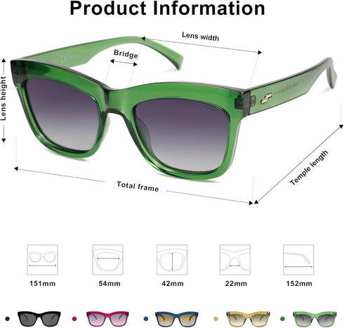 SOJOS Classic Cat Eye Polarized Sunglasses for Women Retro Trendy Bold Rectangular Sunnies SJ2254...