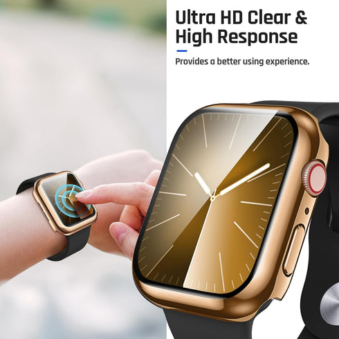 Goton Waterproof Case for Apple Watch 44mm SE (2nd Gen) Series 6 5 4 with Tempered Glass Screen Protector, iWatch Full Protective Hard PC Bumper C...