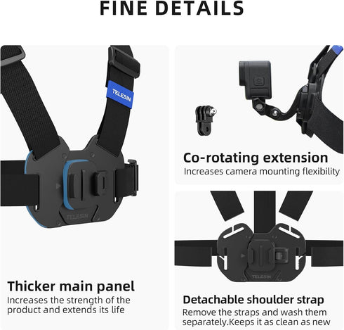 TELESIN Quick Release Chest Strap Mount, Mobile Phone Adjustable Chest Mount Harness for GoPro Camera, Action Camera, iPhone 13 12 11 Pro,Vlog/POV...
