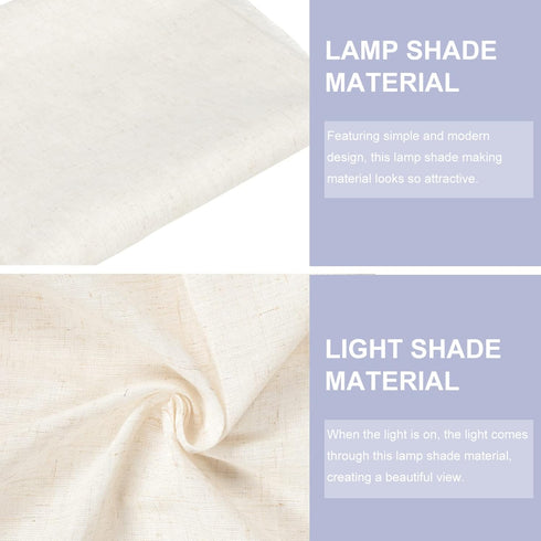 Uonlytech Lamp Shade Linen Pre-cut Round Craft Diy Making Cover Lampshade Material Fabric Floor Styrene Light Shade Cloth Desks White for Re Repla...
