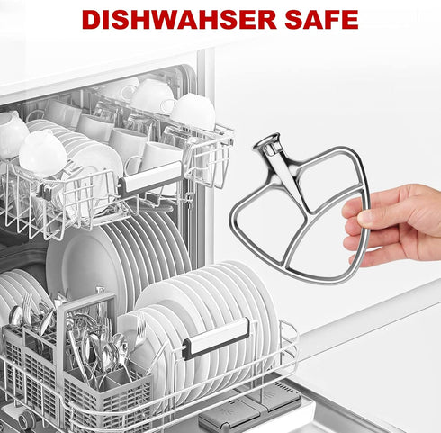 Stainless Steel Flat Beater for KitchenAid Mixer, Paddle Attachment for Tilt-Head Stand Mixer Fits 4.5-5 QT Mixing Bowl, Beater Replacement, Dishw...