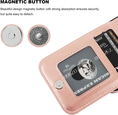 KIHUWEY Compatible with iPhone 15 Pro Case Wallet with Credit Card Holder, Flip Premium Leather Magnetic Clasp Kickstand Heavy Duty Protective Cov...