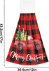 Boccsty Christmas Tree Truck Fingertip Bath Towels 2 Pcs New Year Red Black Plaid Tartan Hanging Kitchen Hand Towel Absorbent?Dish Cloths for Bath...