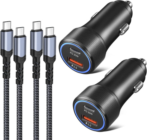 USB C Car Charger, 36W 2 Pack Fast Charging Car Charger Adapter with PD&QC3.0 Compatible for Samsung Galaxy S22/S21/S20/S10/Note 20/10, iPhone/iPa...