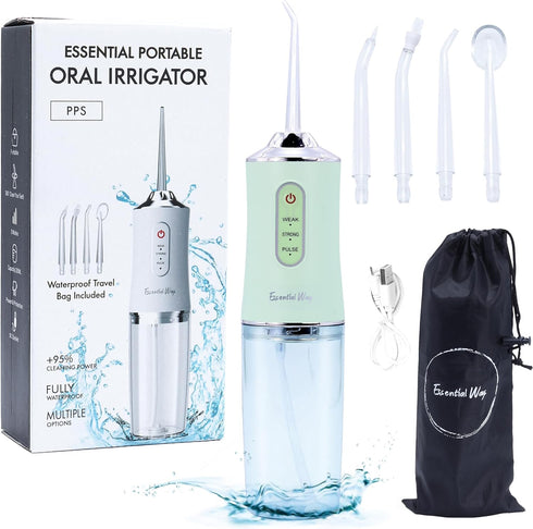 Cordless Water Flosser, 220ml Portable Water Flosser Rechargeable 4 Hour Battery Life, 4 Cleaning Floss Picks, IPX7 Waterproof Teeth Cleaner, 3 Pr...