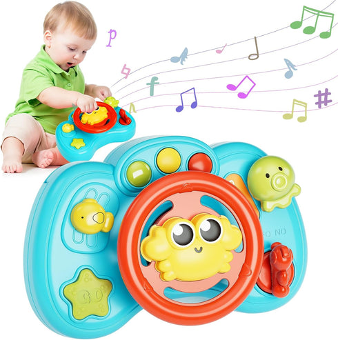 MOONTOY Steering Wheel Toys for Baby 6-12 Months, Simulated Driving Wheel, Interactive Baby Toys, Musical Pretend Driving Toy, Learning Toys for 6...