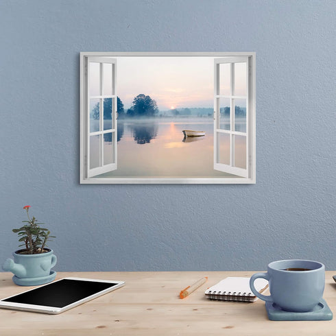 artopia Lake Mountain Wall Art - Canvas Picture of Sunrise and Sunset, Ideal Home House Bedroom Decor, 16x12 inches...