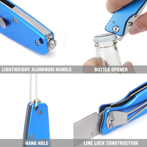 Mossy Oak Folding Pocket Knife, 7-inch Stainless Steel Drop Point Blade Knife EDC, Multi-Functional Tool with Bottle Opener and Glass Breaker...