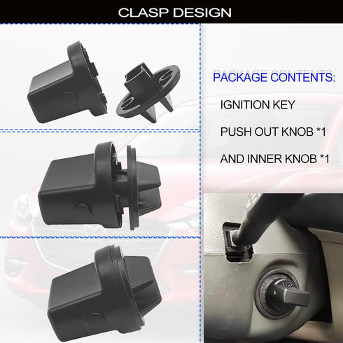 Ignition Key Knob Push Turn Switch Compatible with 2007-2015 Mazda CX-9 2006-2007 Mazda 6 2007-2011 CX7 Replaces# D461-66-141A-02 D6Y1-76-142 D461...