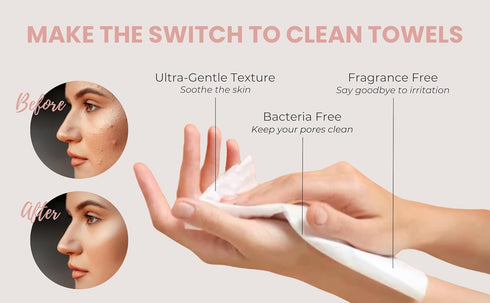 Vegan-Friendly, Unscented, Disposable Face Towel, 100% Biodegradable, Face Towellets, Makeup Remover, Hypoallergenic, Super Soft...