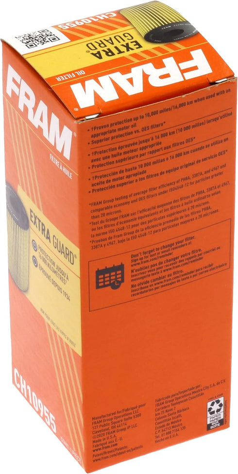 FRAM Extra Guard CH10955, 10K Mile Change Automotive Replacement Interval Cartridge Engine Oil Filter for Select Vehicle Models...