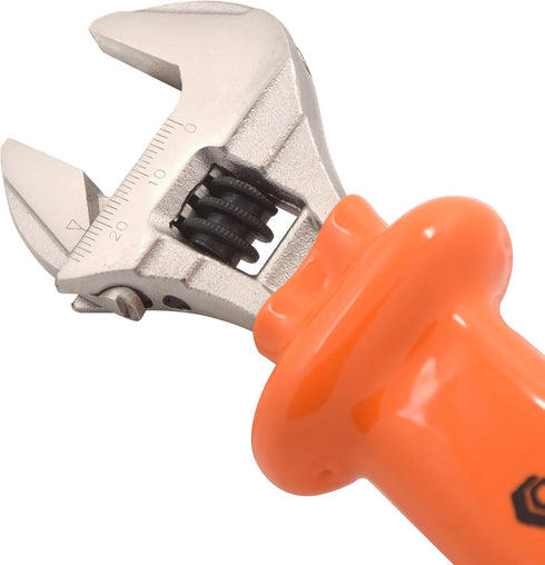 WEIDA 8" Heavy Duty Insulated Electrician Adjustable Wrench Cushion Grip And Nickel-Plated Surface Anti-Rust...
