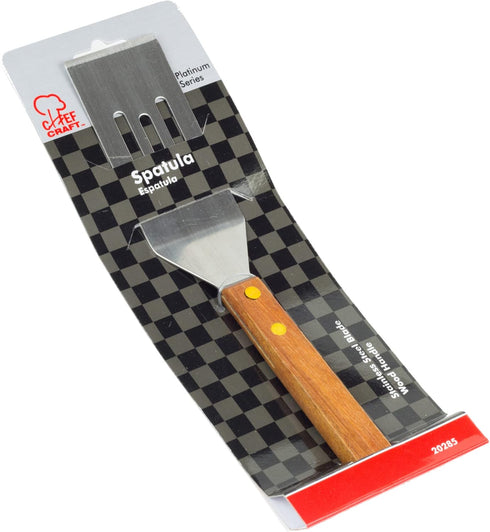 Chef Craft Select Stainless Steel Slotted Wooden Handle Cookie Spatula, 8 inches in length, Natural...