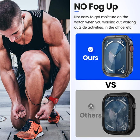 Goton 2 in 1 Waterproof Rugged Case for Apple Watch Series 9 8 7 45mm Screen Protector, 360 Protective Glass Face Cover Hard PC Bumper + Back Fram...