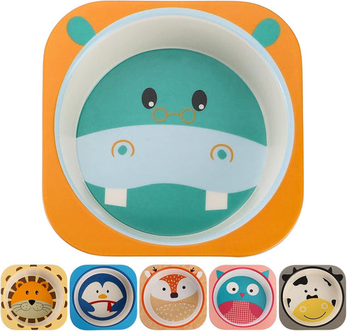 ZEAYEA 6 Pack Bamboo Kids Bowls, 10 Oz Durable Cartoon Bowls for Children, BPA Free Cute Snacks Bowls, Square Dinner Tableware for Serving Soup, C...