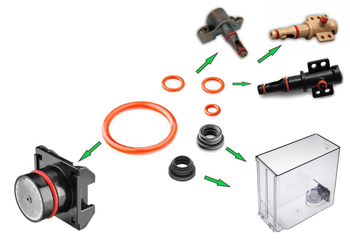 Gasket Seal Set for The Water Tank V1 & V2, Brew Unit and Boiler outlet compatible for Saeco Philips and Gaggia Coffee machines...