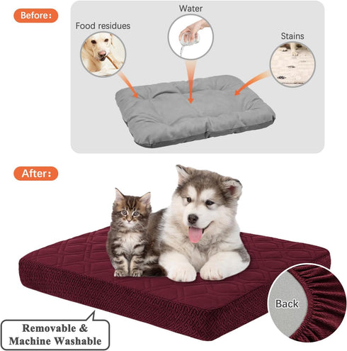 Dog Bed Covers Only - Waterproof Dog Bed Covers Quilted, Replacement Washable Pet Puppy Bed Cover for Dog Cat, Cushion Cover 30Lx20Wx6H Inches Bur...