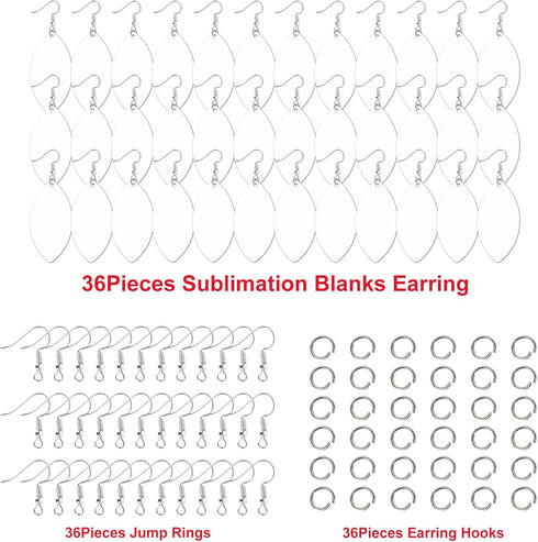 Whaline 36Pcs Sublimation Blank Football Earrings Bulk Double-Sided Heat Transfer Sublimation MDF Earrings with Earring Hooks and Jump Rings for W...