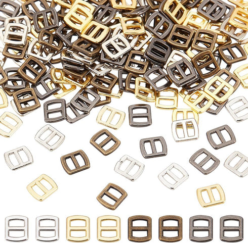 PH PandaHall 200 pcs 4 Colors Mini Alloy Rectangle Adjuster 6x5mm Tri-Glide Slides Buckle Webbing Slider for Fasteners Clothing DIY Accessories...