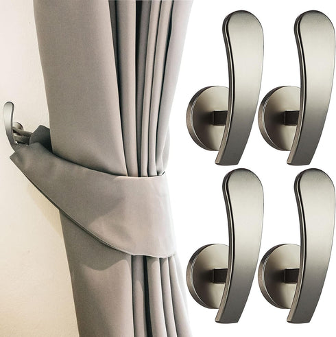 Furge 4 Pieces Curtain Holdback,Wall Mounted Hooks Drapery Tiebacks with Screws Metal Decorative Curtain Holdbacks Decorative Window Drapery Holde...