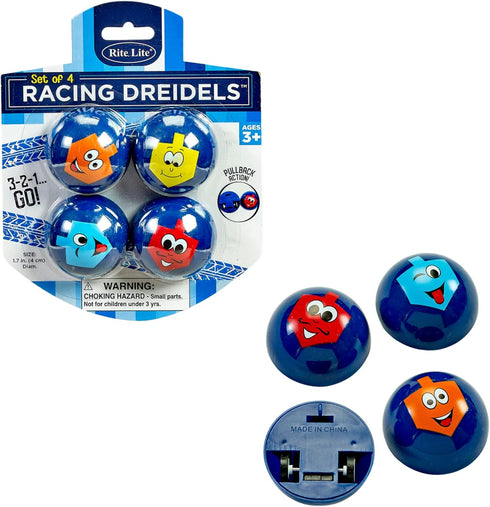 Rite Lite Chanukah Racing Dreidels Set of 4 - Pull Back & Race! Hanukkah Gifts Jewish Holiday Party Toys Decorations Party Favors Goodie Bag Rewar...