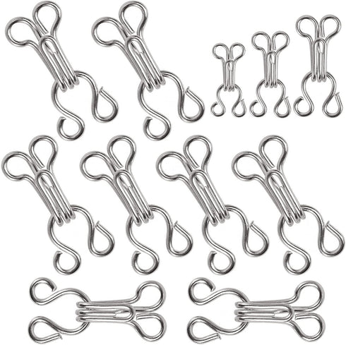 PECMER 100set Copper Sewing Hook and Eye 3# Silver Bra Hooks for Skirt Clothing Bra Hook Replacement Trousers Skirt Dress Sewing Closure Sewing Ho...